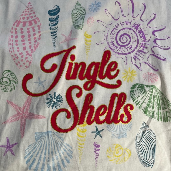 Messy Buns Lazy Days T-Shirt Jingle Shells with Glittery Beach Design Juniors L - Picture 4 of 7